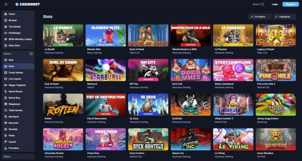أفضل ألعاب السلوتس في كازينو CasinoBet