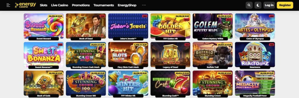 مراجعة كازينو Energy casino في الإمارات
قسم العاب السلوتس
