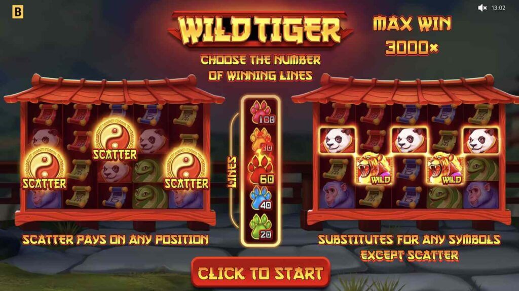 مراجعة لعبة wild tiger من شركة Bgaming للاعبين من الإمارات وربح أقصى 3000 ضعف