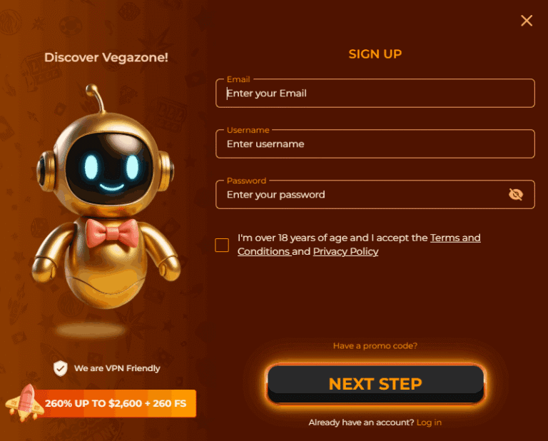 فورما التسجيل في كازينو vegazone