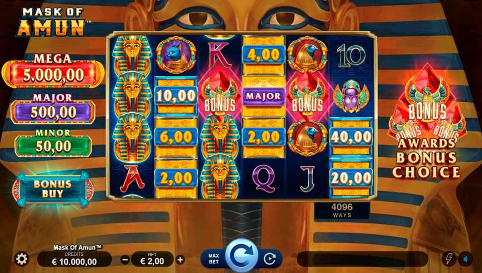 Mask of Amun slot game bonus choice - Emirates Casino Slot Review