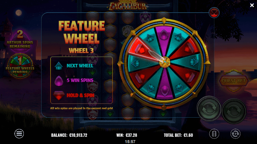 Towering Pays Excalibur Avalon Wheel Feature - Emirates Casino Slot Review