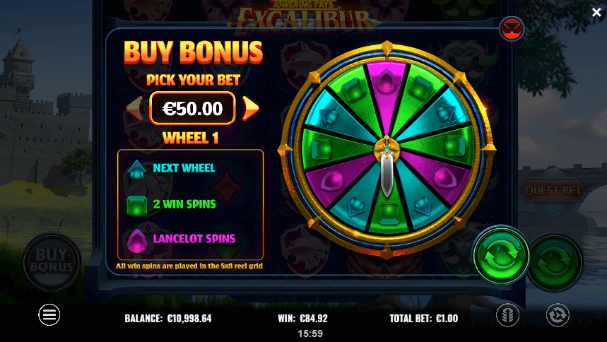 Towering Pays Excalibur Bonus Buy - Emirates Casino Slot Review