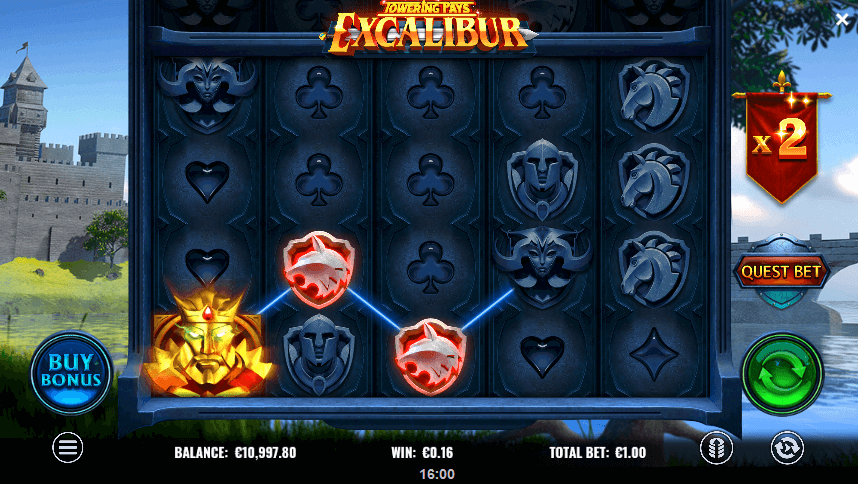 Towering Pays Excalibur Graphics - Emirates Casino Slot Review