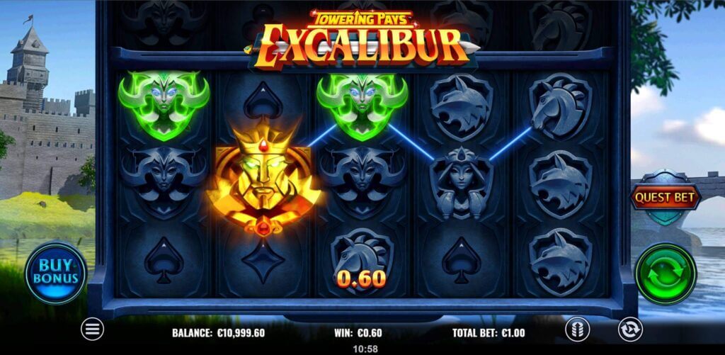 Towering Pays Excalibur slot game by Yggdrasil