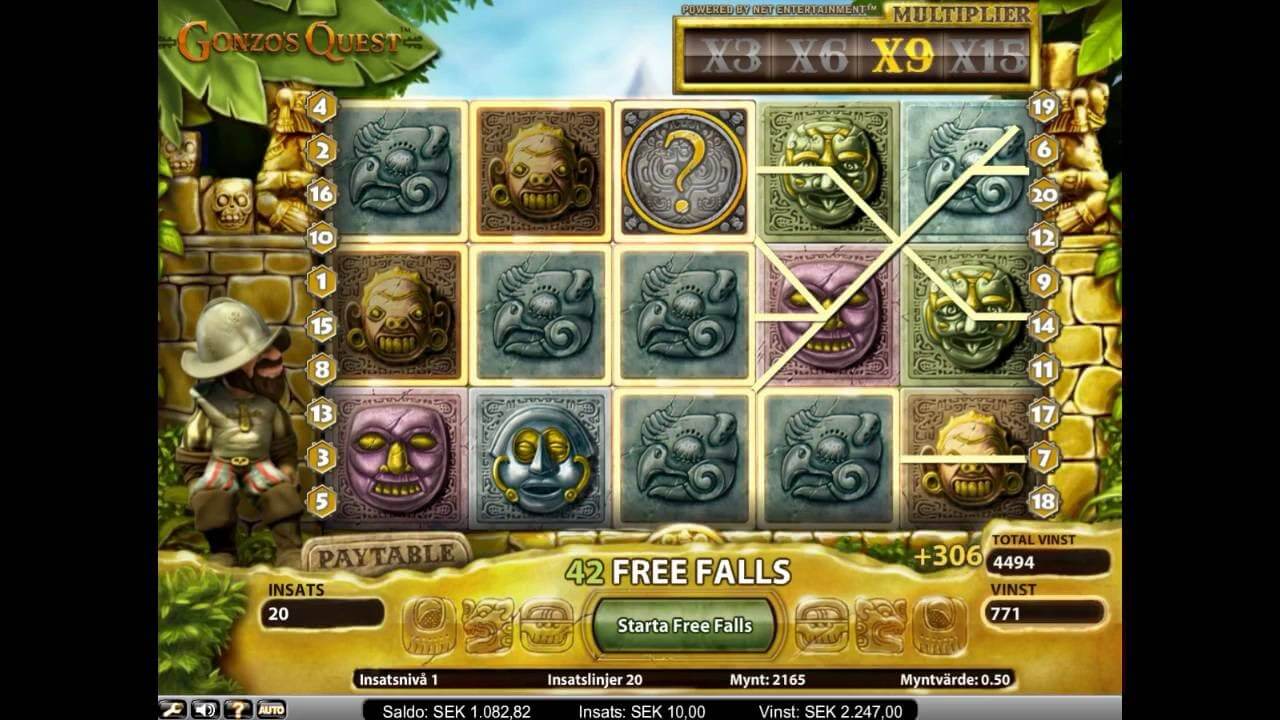 Gonzo's Quest Free Falls - Emirates Casino Slot Review