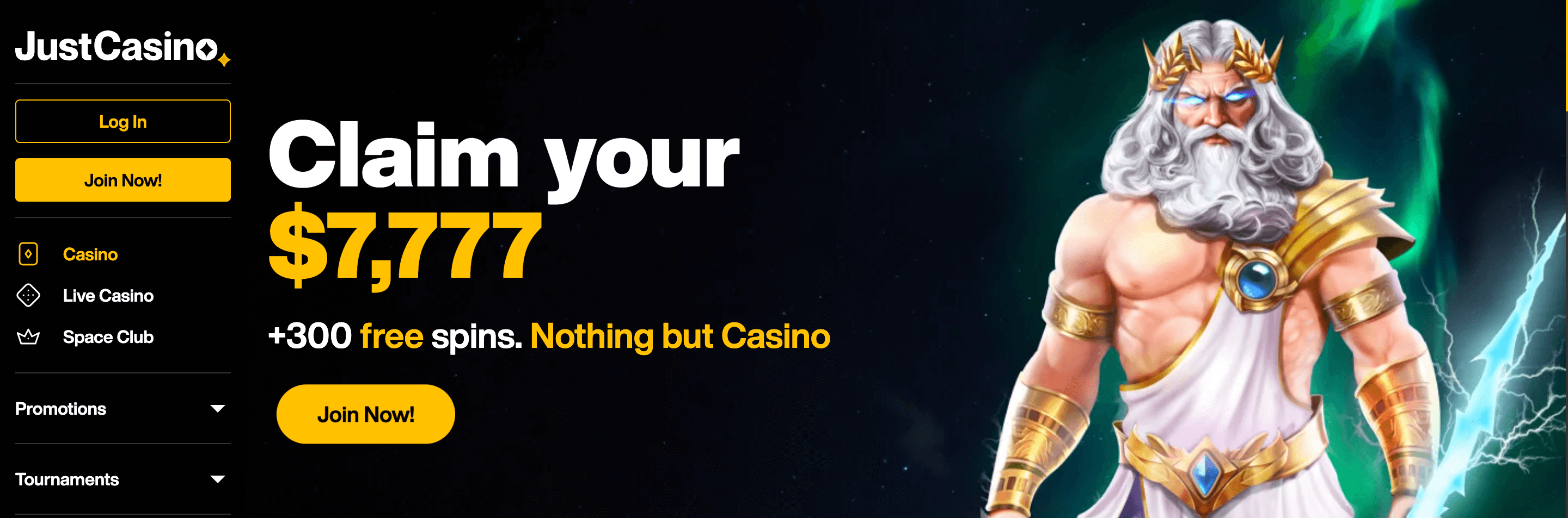 JustCasino Homepage  - Emirates Casino Review