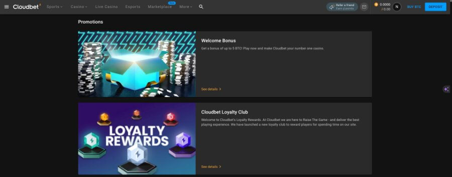 Cloudbet Casino Promos - Emirates Casino Review