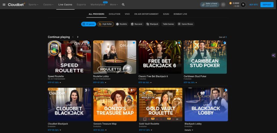 Cloudbet Casino Live Casino - Emirates Casino Review - UAE Casino Review