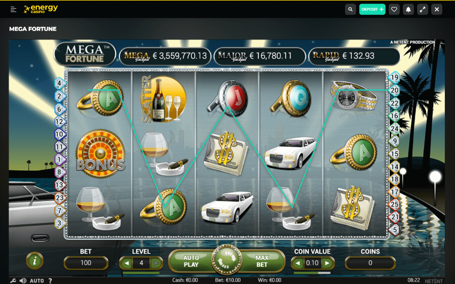 Mega Fortune Graphics - Emirates Casino Slot Review