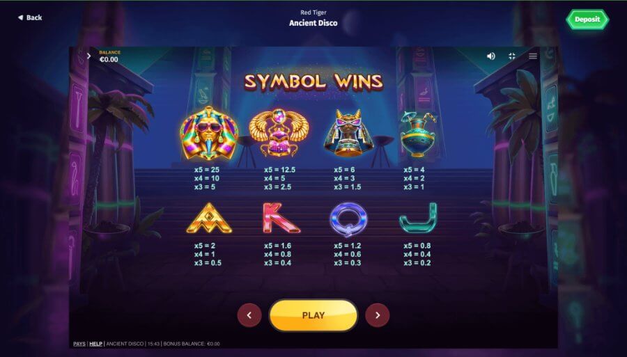 Ancient Disco symbols - Emirates Casino Slot Review