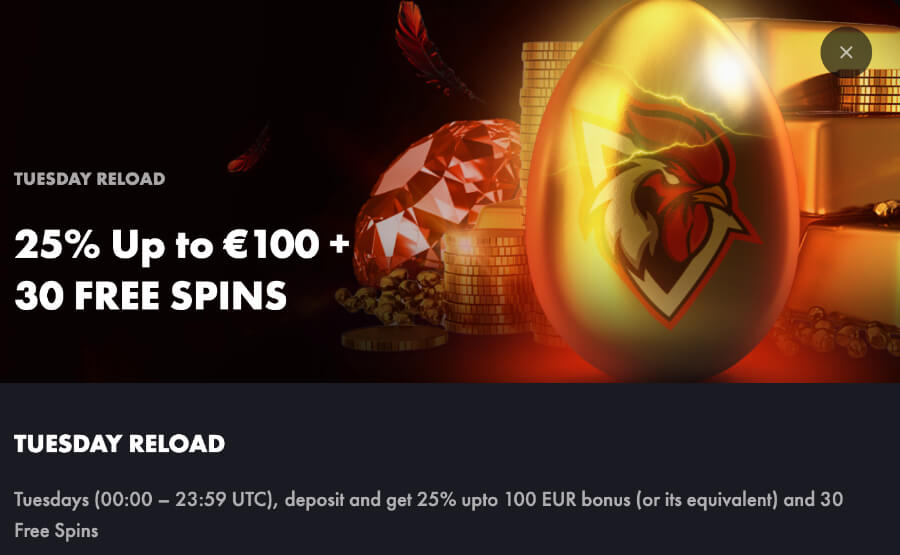 Rooseter.bet Reload Offer - UAE Casinos Offers - Emirates Casino Offers