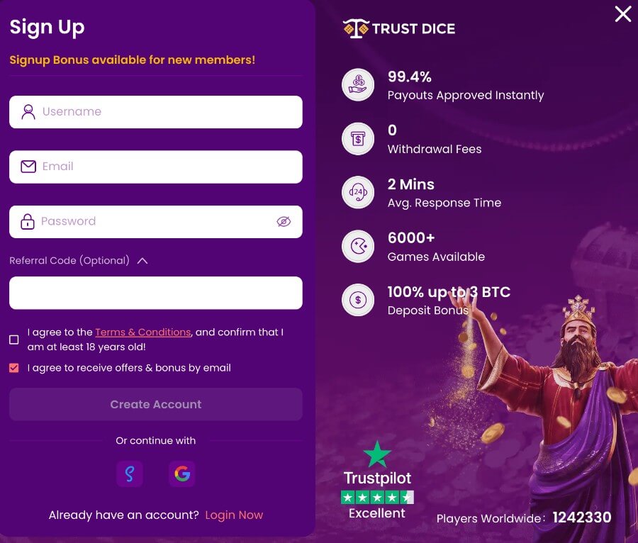 Trustdice Casino - UAE Casinos Review- Emirates Casino Review - Trustdice Casino UAE Review - Registration