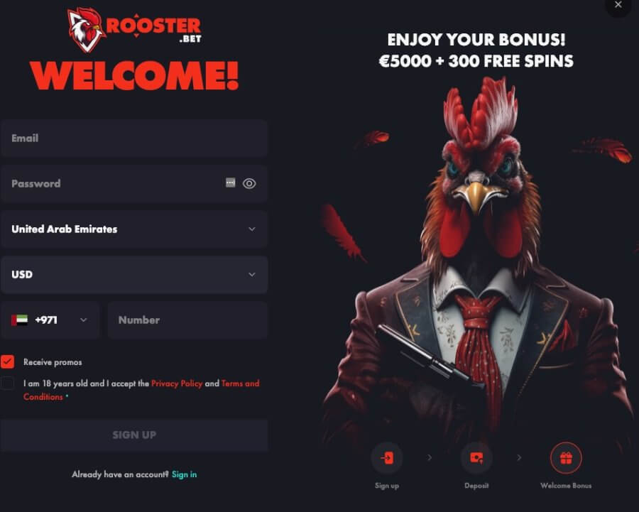 Rooster.bet Casino Review - UAE Casinos - Emirates Casino Review - Registration