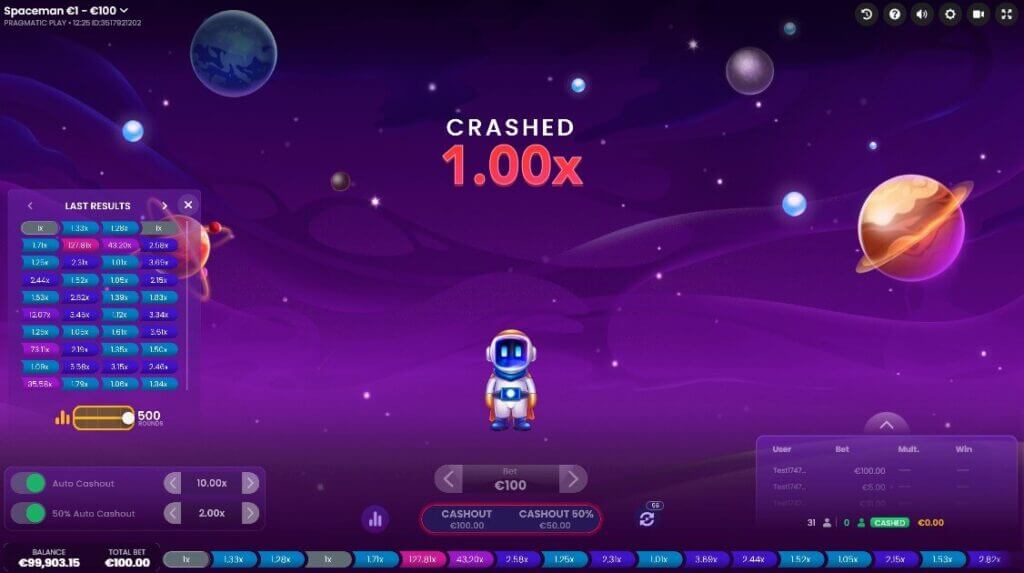 Spaceman crash game the Statistics Crashed casino game review UAE