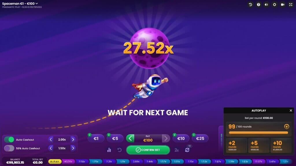 Spaceman crash game Auto play feature casino game review UAE
