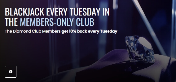 Diamond Club Blackjack on Tuesdays, you get 10% back at vegas now casino UAE