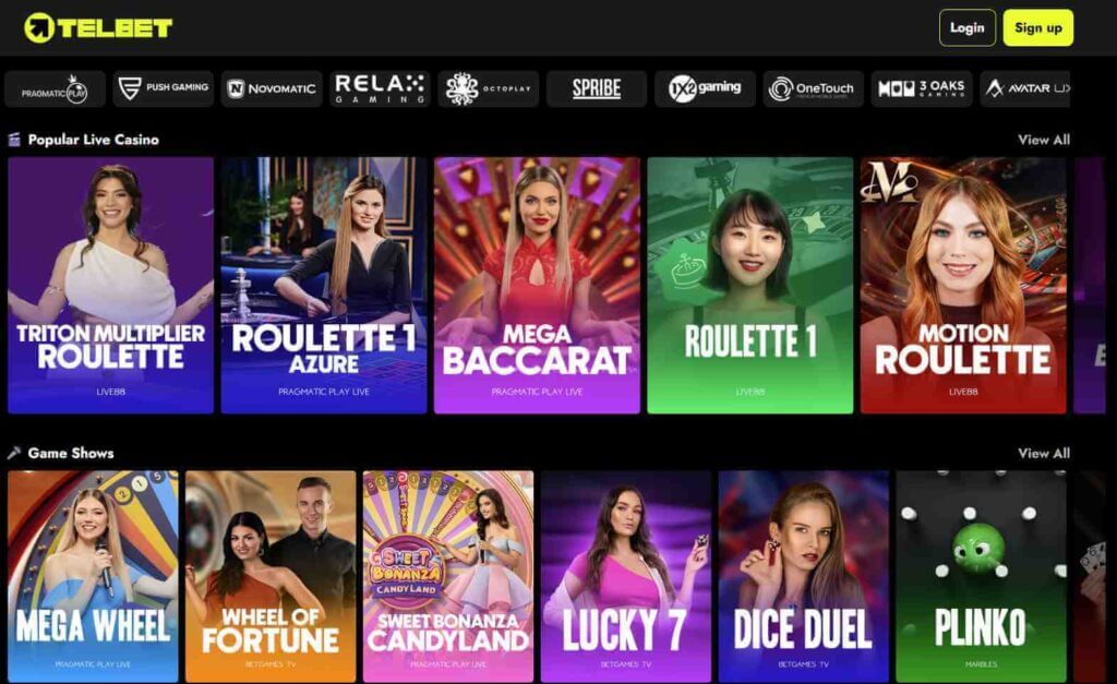 live casino titles at Telbet UAE