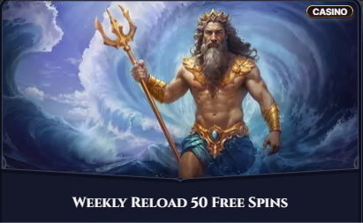 weekly reload 50 free spins at Cazeus