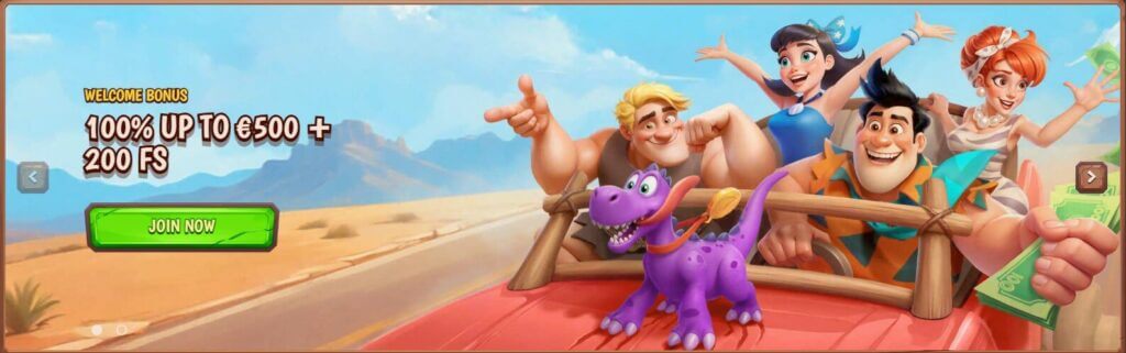 welcome bonus of 100% up to $500 plus 200 free spins and one Bonus Crab at Stonevegas