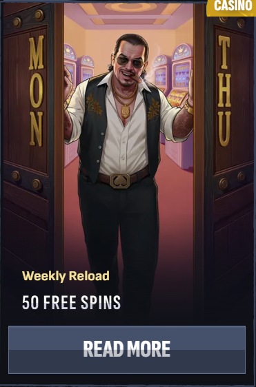 MafiaCasino weekly reload bonus 50 free spin UAE casinos