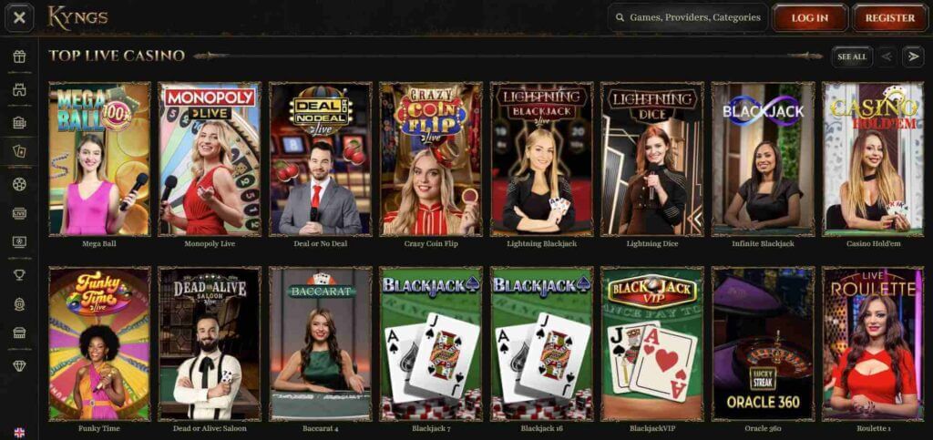 UAE casinos Top live dealer titles at Kyngs
