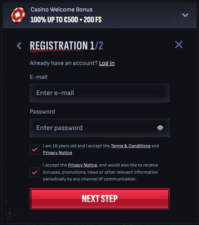 Register for an Account with MafiaCasino