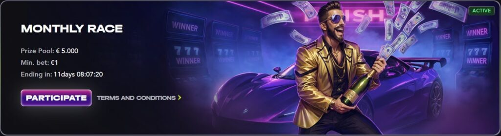 Tournaments & promotions at Madcasino Monthly race