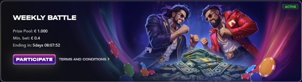 Tournaments & promotions at Madcasino weekly battle