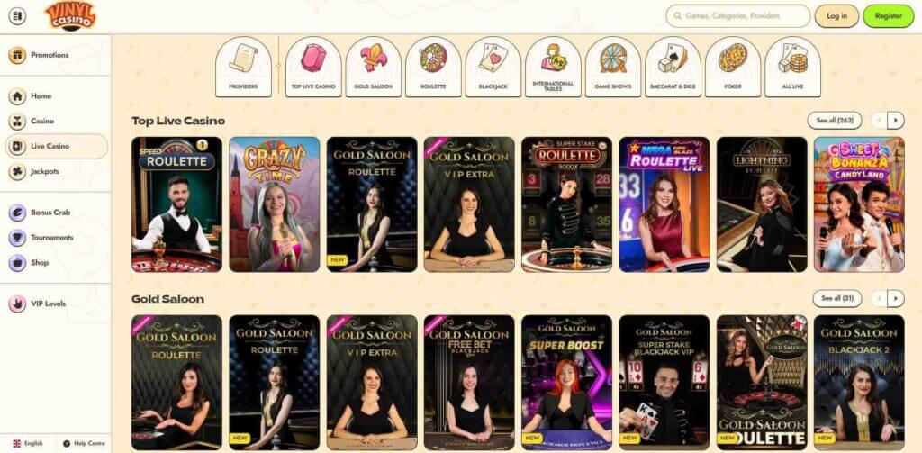UAE casinos Top live dealer titles at Vinyl Casino