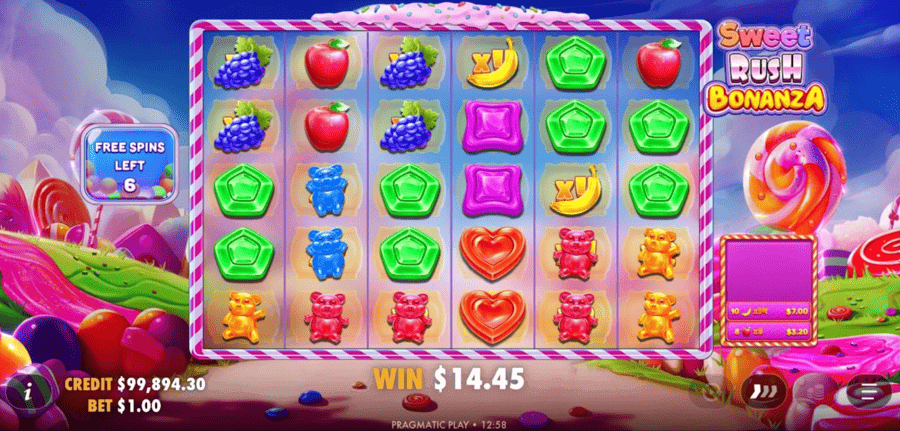 sweet rush bonanza free spins
