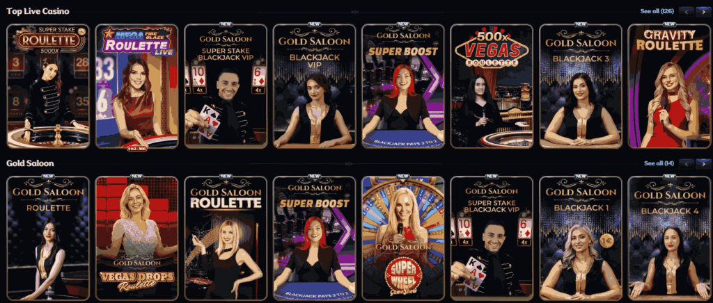 Live dealer tables at Millioner