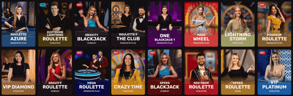 popular Rollero live casino games