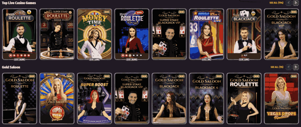 Live dealer tables at Dragonia