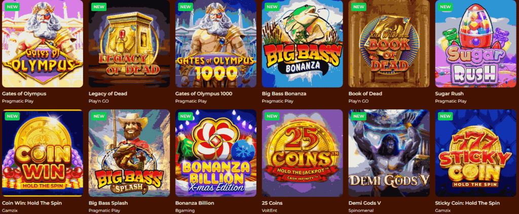 Recommended slots featured at VegaZone