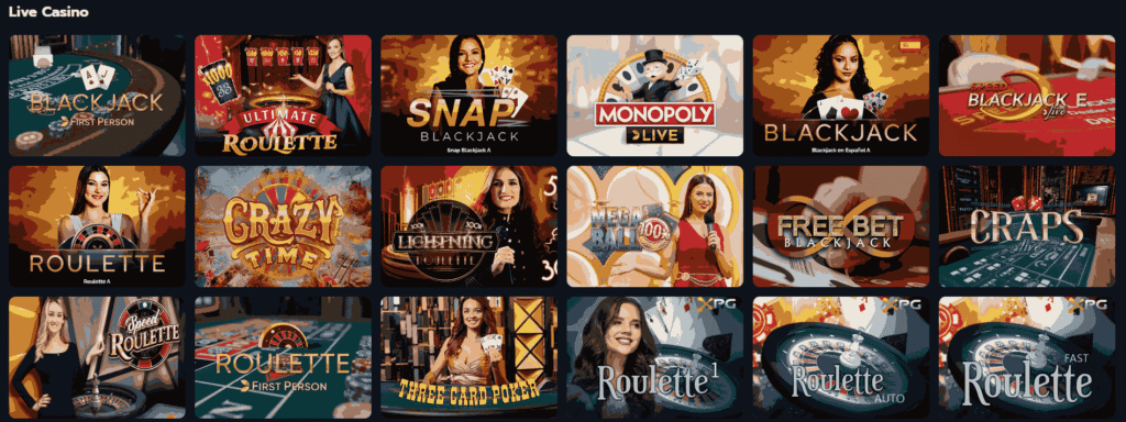 Live casino games at MaxCasino