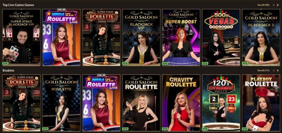 Live dealer tables at Realz