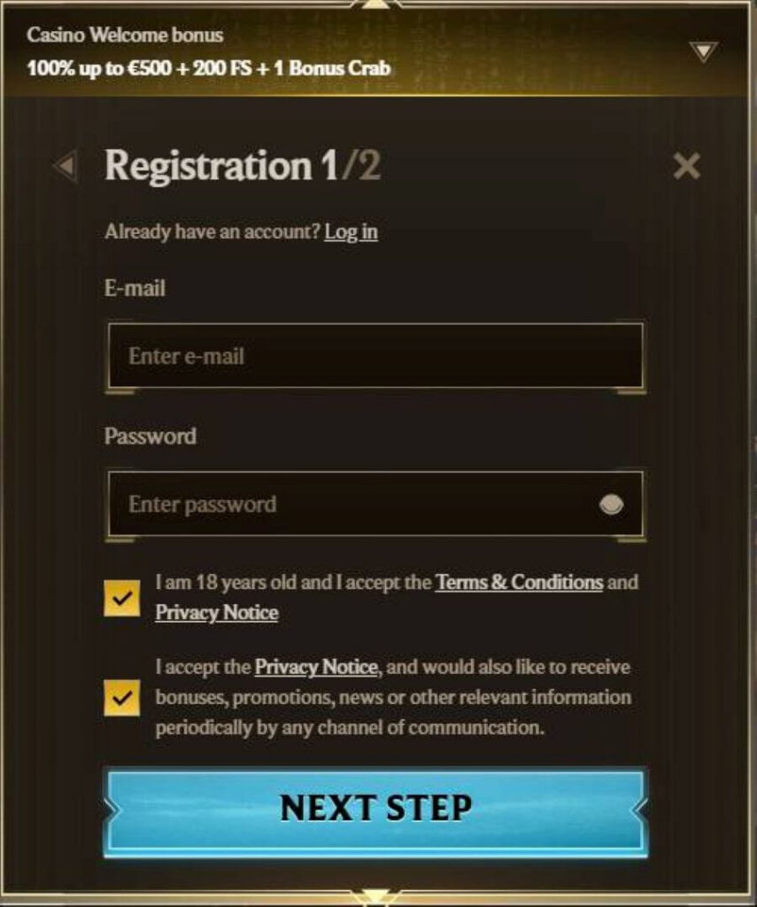registeration form at Realz
