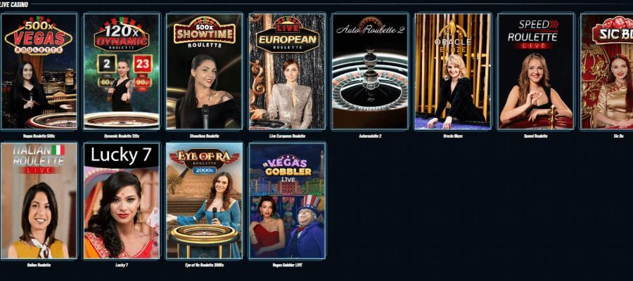Live dealer games at Golazzo casino