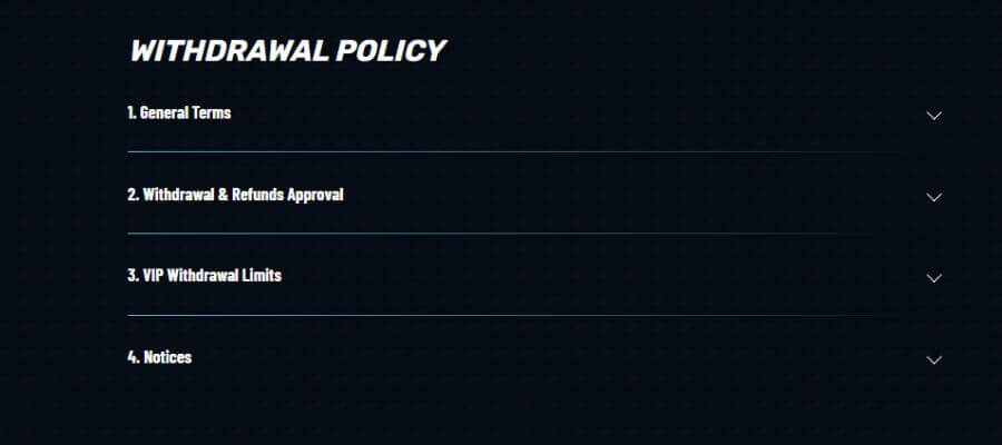 Withdrawal policy of Golazzo casino